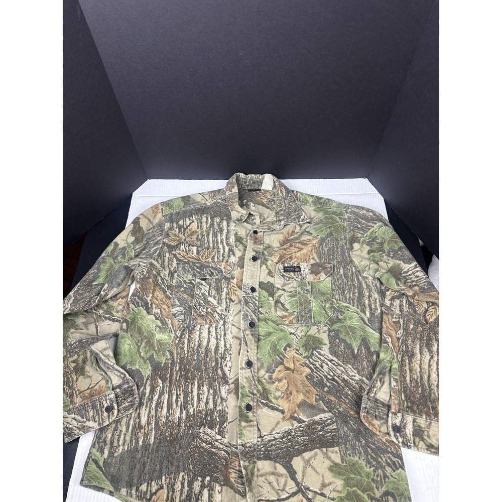 VTG Rattlers Brand Faded Tag Realtree Camo Button Up Shirt Camouflage Size M